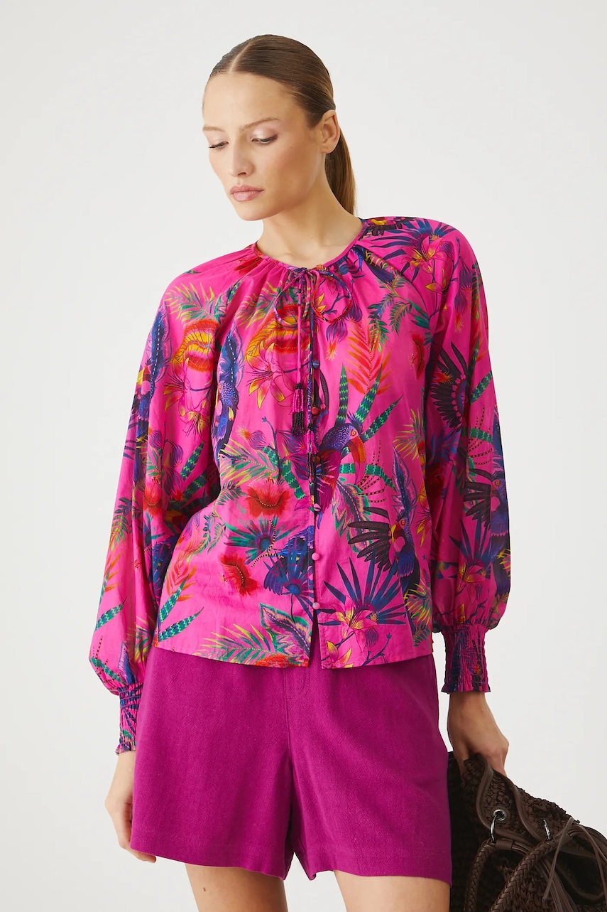 Medicine bluza din bumbac culoarea roz, modelator