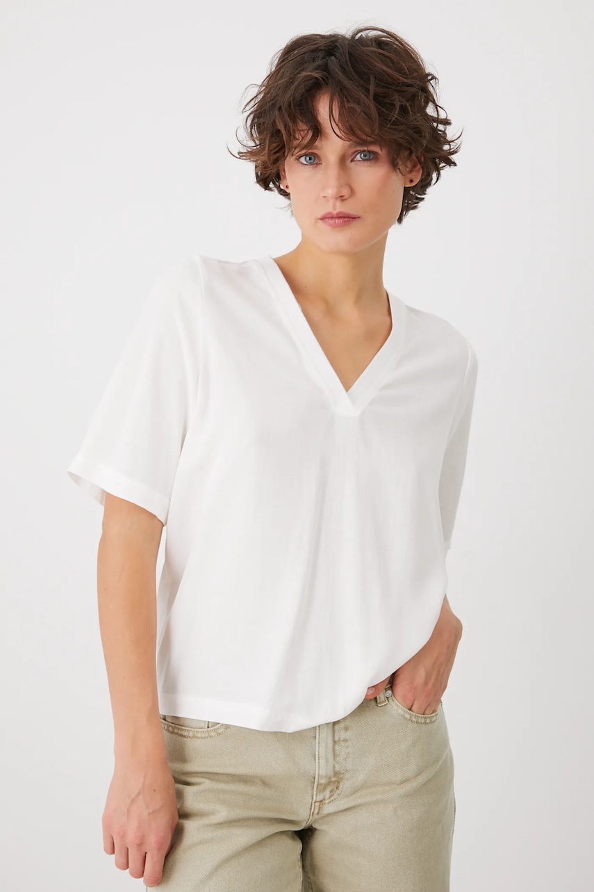 Medicine bluza femei, culoarea alb, neted