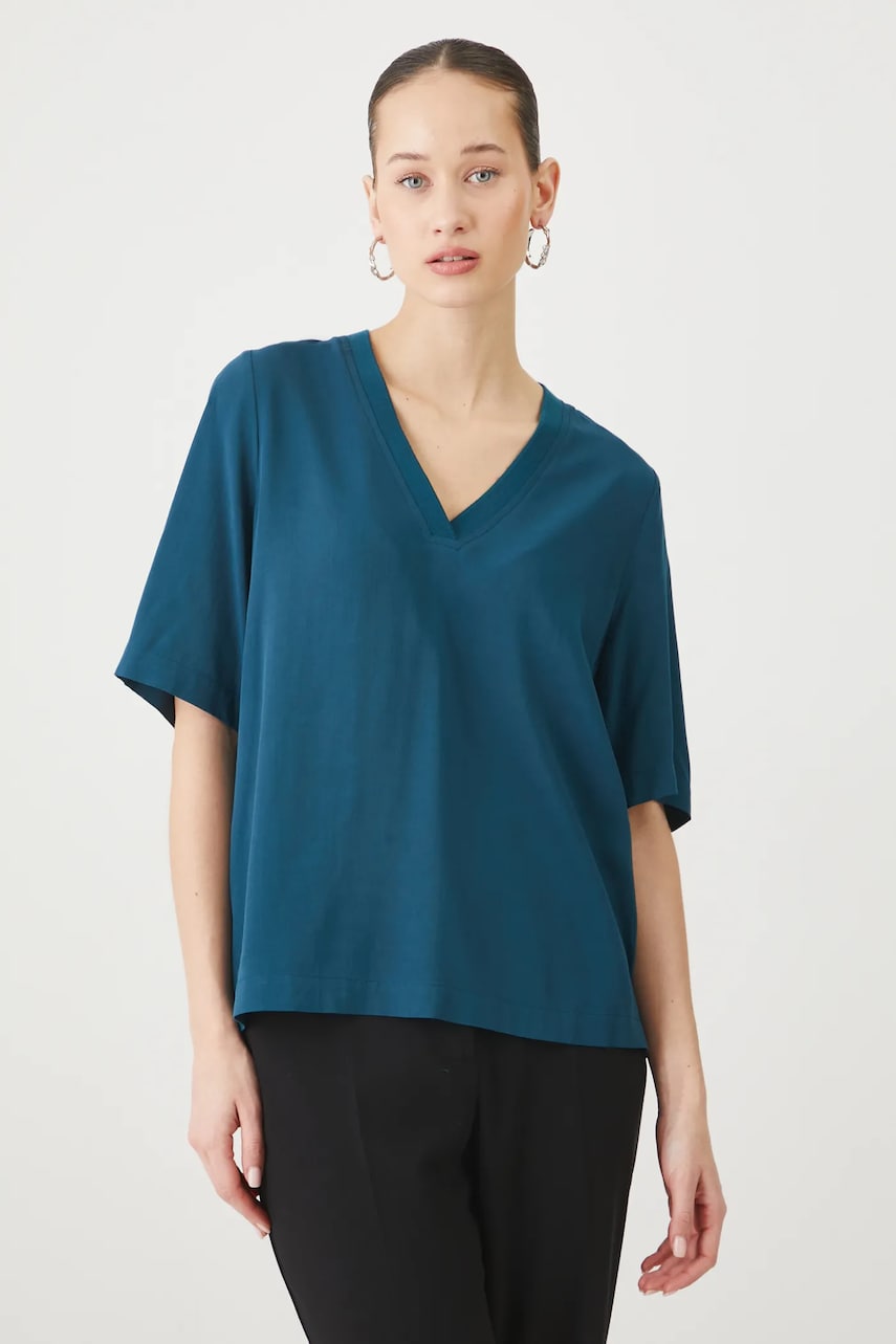 Medicine bluza femei, culoarea turcoaz, neted Medicine bluza femei, culoarea turcoaz, neted