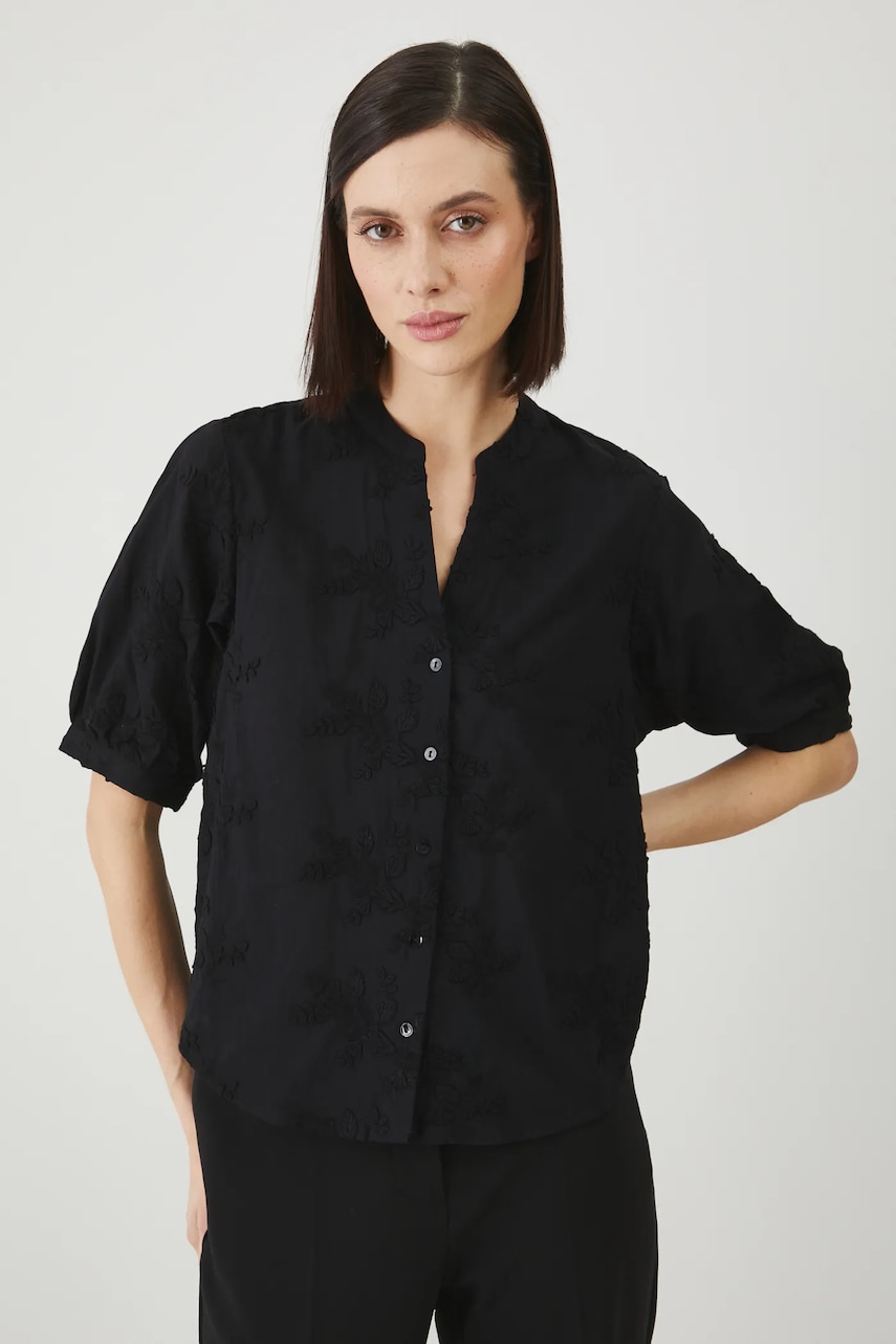 Medicine bluza din bumbac femei, culoarea negru, in modele florale Medicine bluza din bumbac femei, culoarea negru, in modele florale