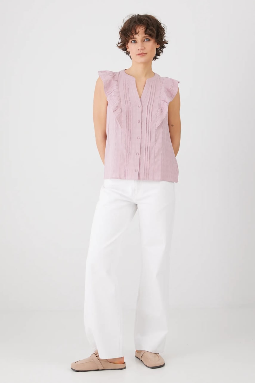 Хлопковая блузка Medicine женская цвет розовый однотонная Хлопковая блузка Medicine женская цвет розовый однотонная