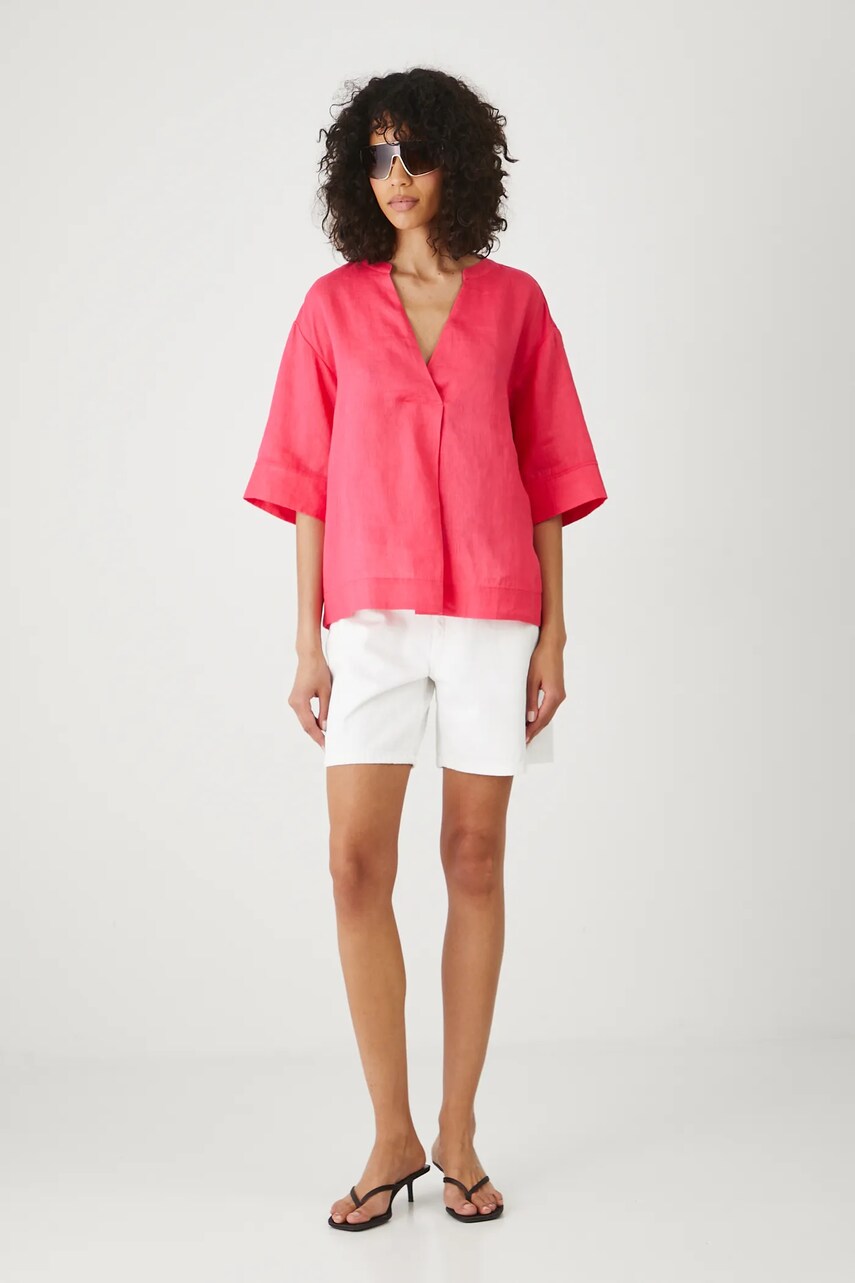 Medicine bluza din in culoarea portocaliu, neted