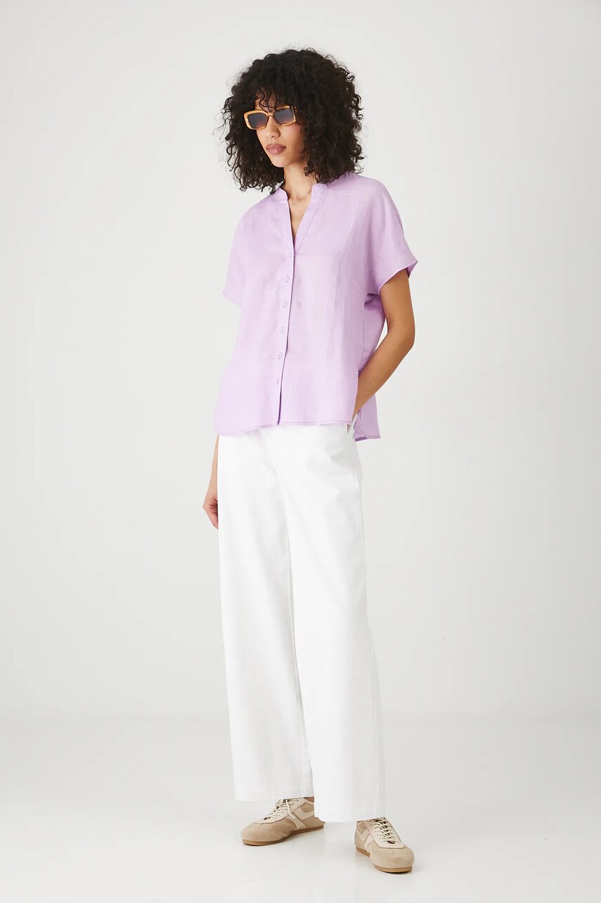 Medicine bluza din in culoarea violet, neted