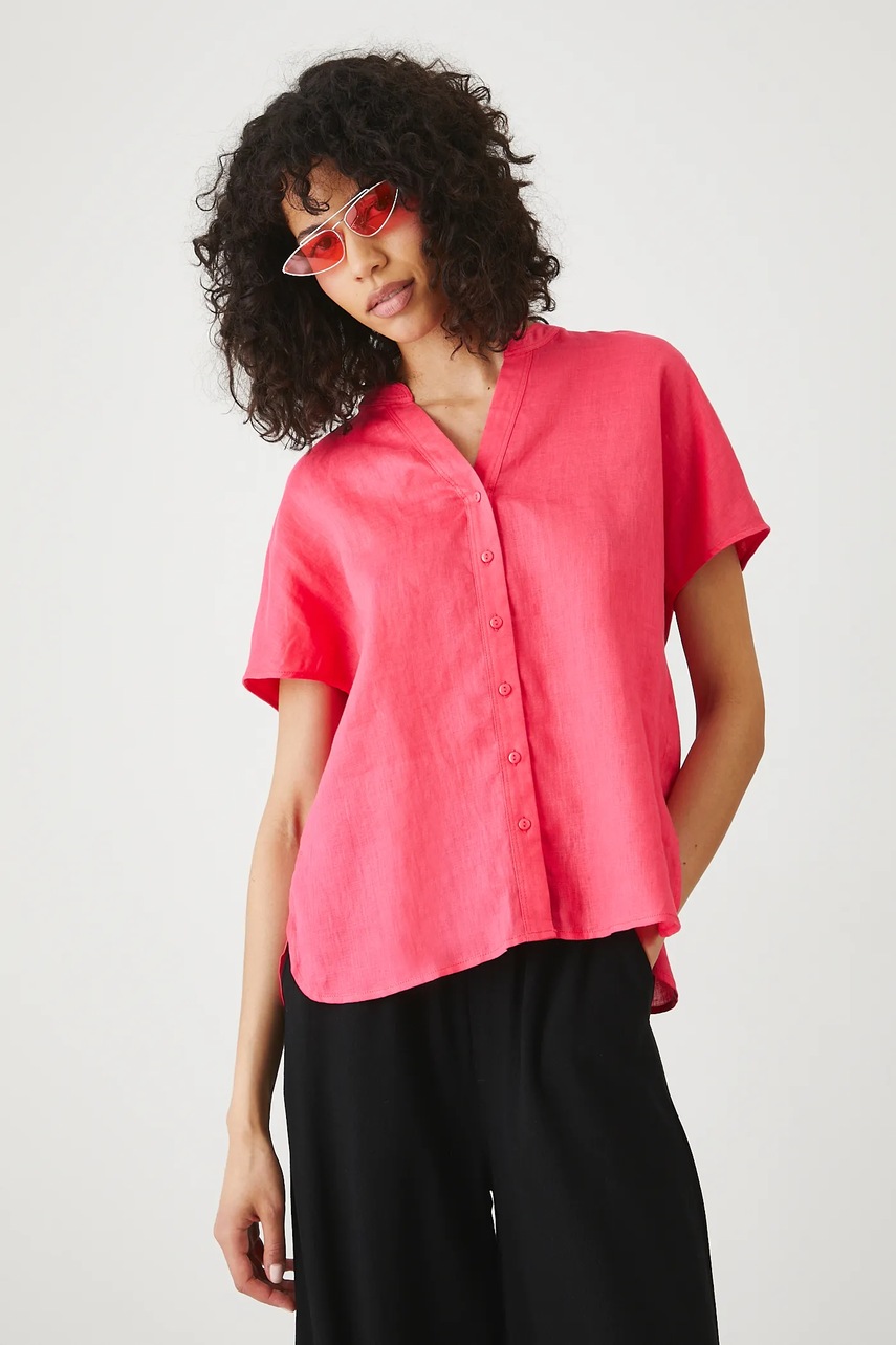 Льняная блузка Medicine цвет оранжевый однотонная