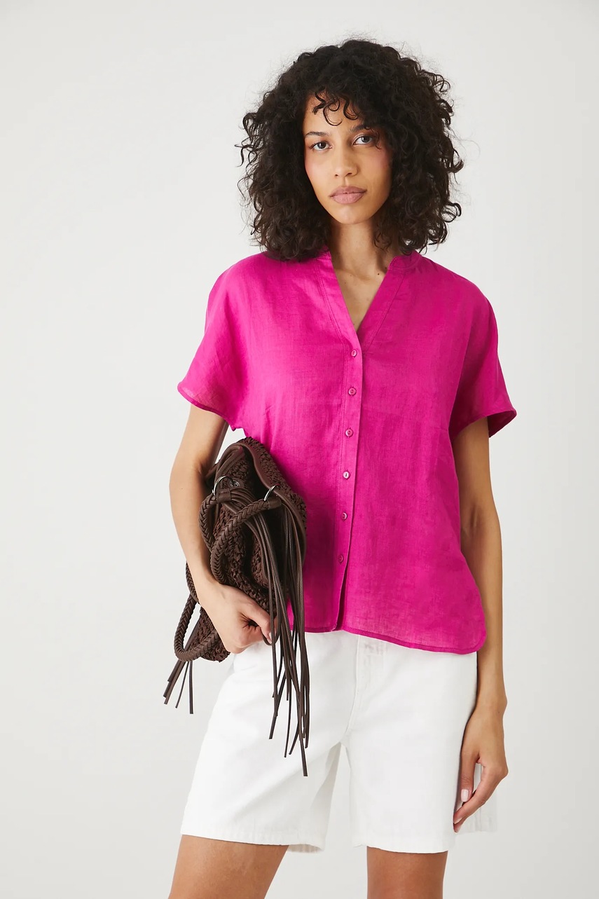 Льняная блузка Medicine цвет фиолетовый однотонная