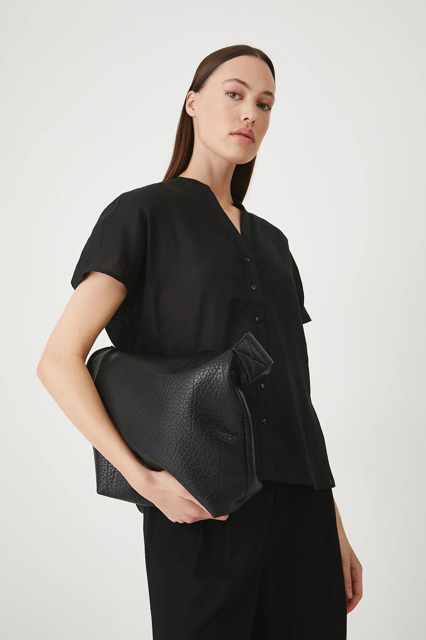 Medicine bluza din in culoarea negru, neted