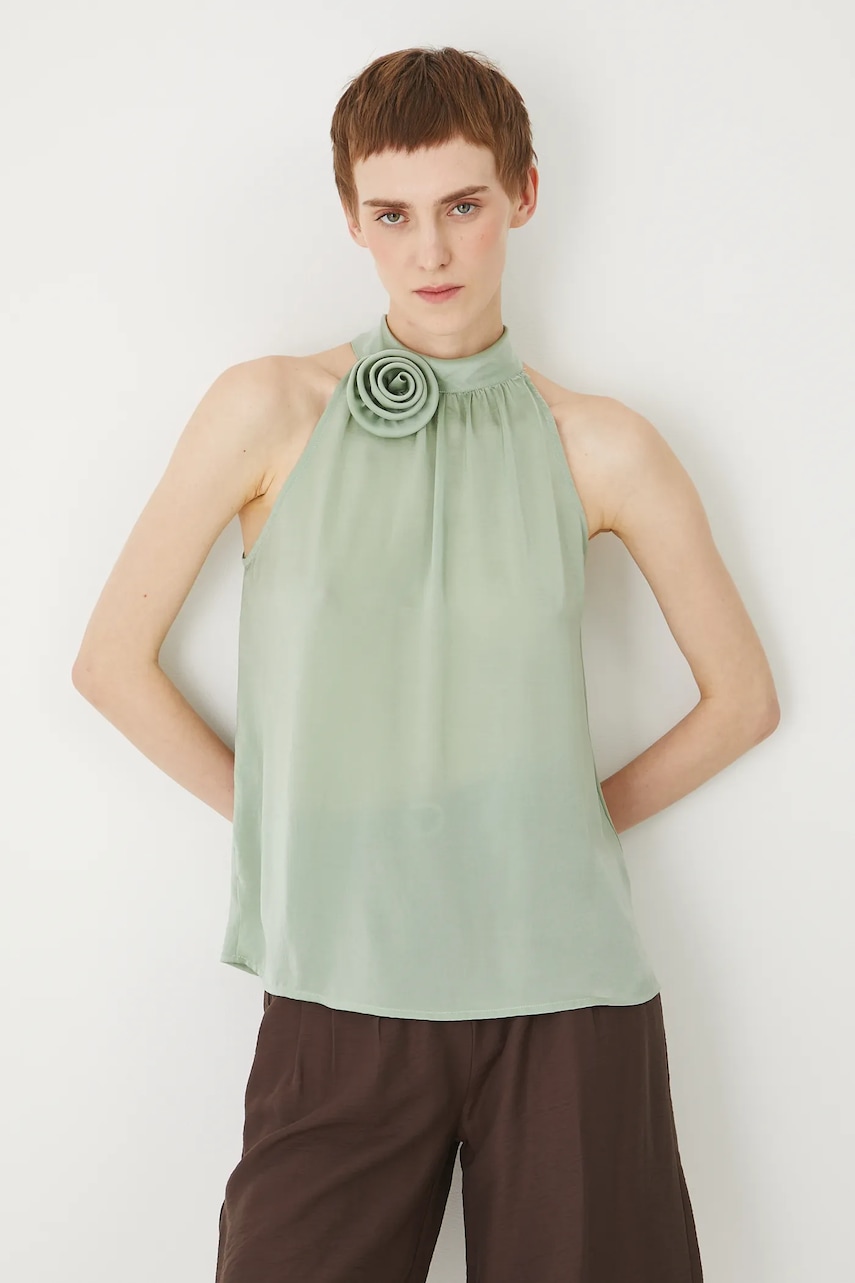 Medicine bluza culoarea verde, neted