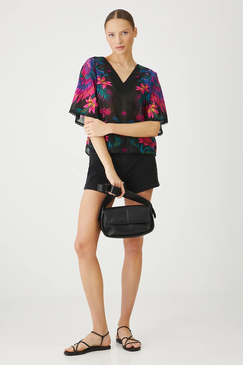 Medicine bluza din bumbac culoarea negru, modelator