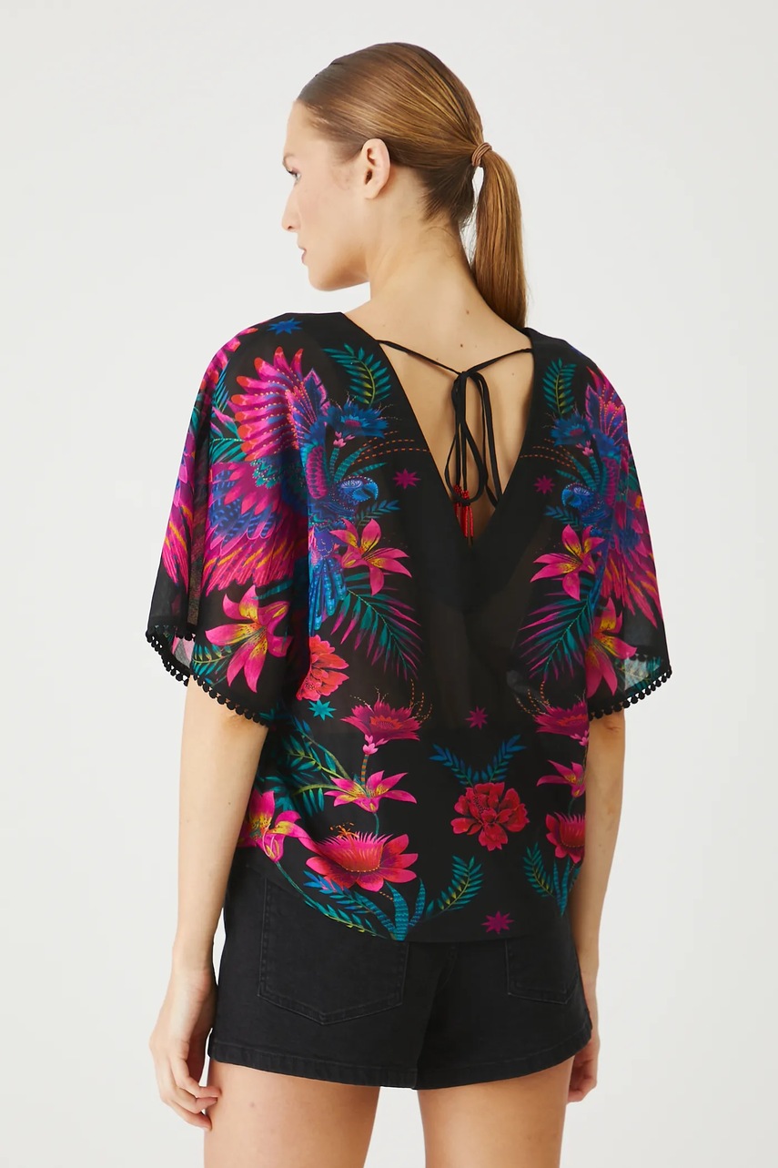 Хлопковая блузка Medicine цвет чёрный узор