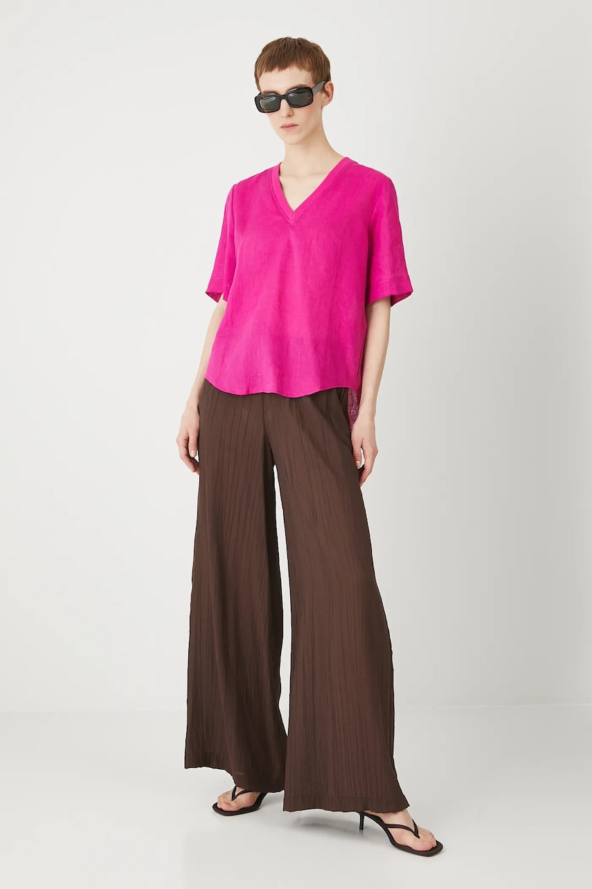 Medicine bluza din in culoarea violet, neted