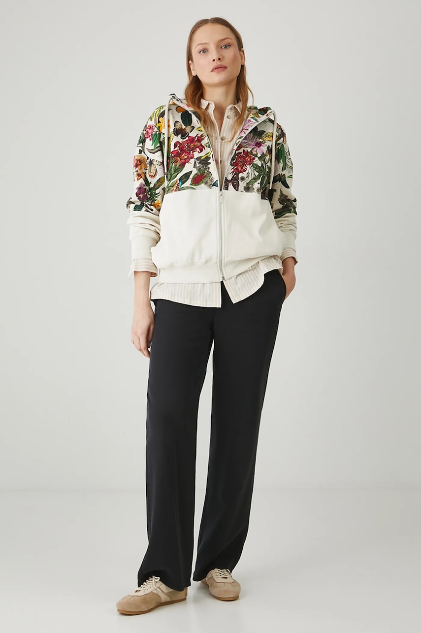 Medicine bluza femei, culoarea bej, cu glugă, cu imprimeu Medicine bluza femei, culoarea bej, cu glugă, cu imprimeu