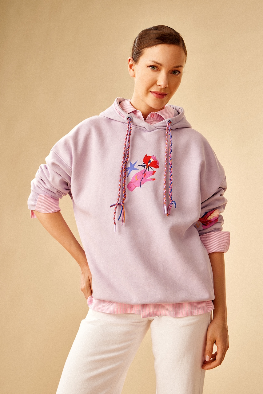 Medicine bluza femei, culoarea violet, cu glugă, cu imprimeu Medicine bluza femei, culoarea violet, cu glugă, cu imprimeu