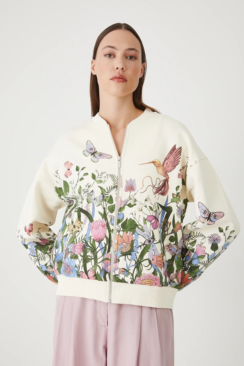Medicine bluza culoarea bej, cu imprimeu