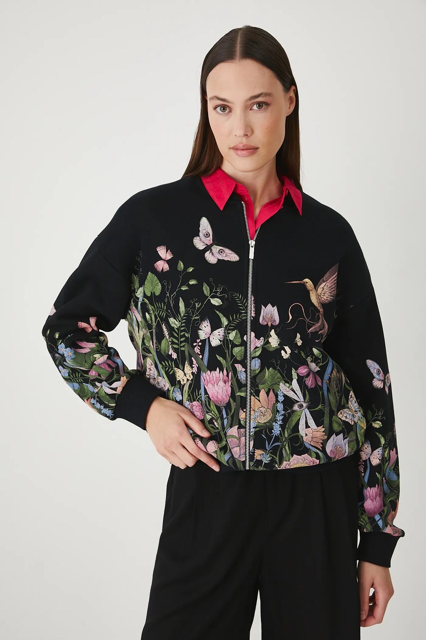 Medicine bluza culoarea negru, cu imprimeu