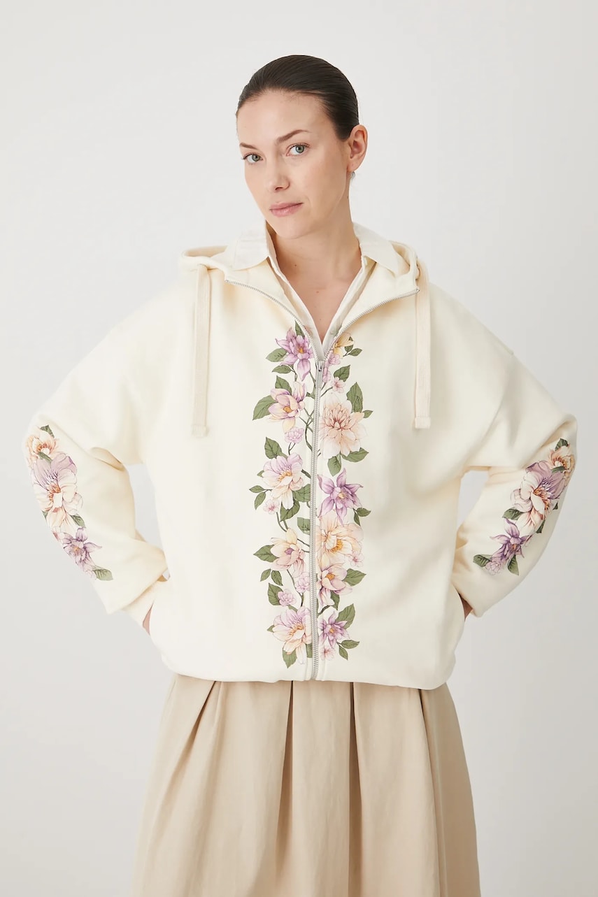 Medicine bluza culoarea bej, cu glugă, cu imprimeu Medicine bluza culoarea bej, cu glugă, cu imprimeu