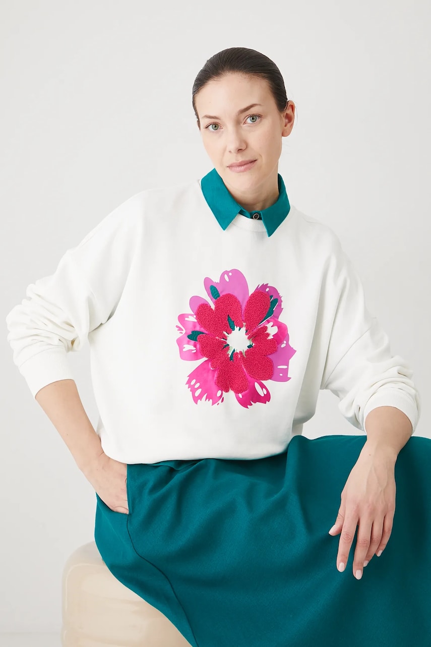 Medicine bluza culoarea bej, cu imprimeu
