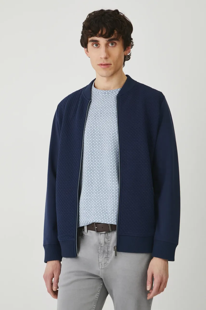 Medicine bluza barbati, culoarea albastru marin, neted