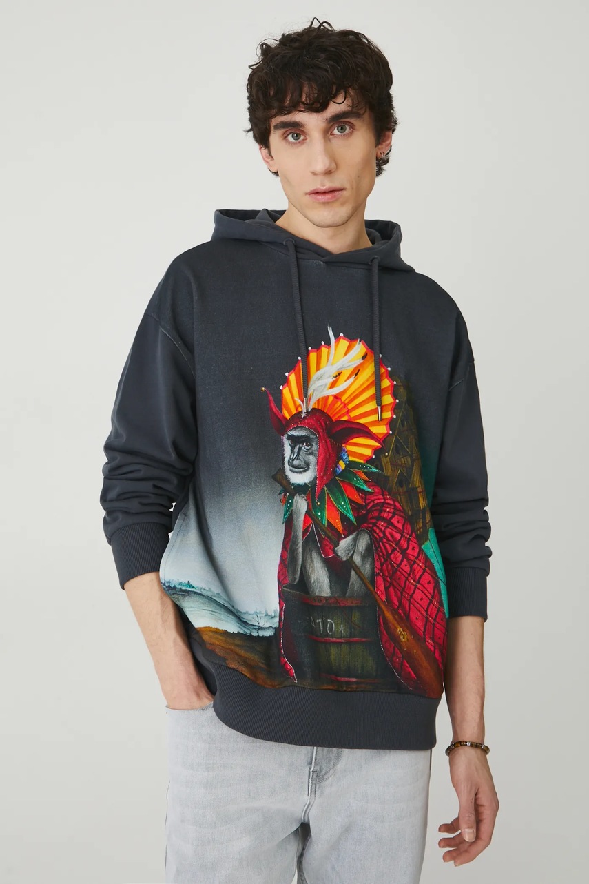 Кофта Medicine цвет серый с капюшоном с принтом