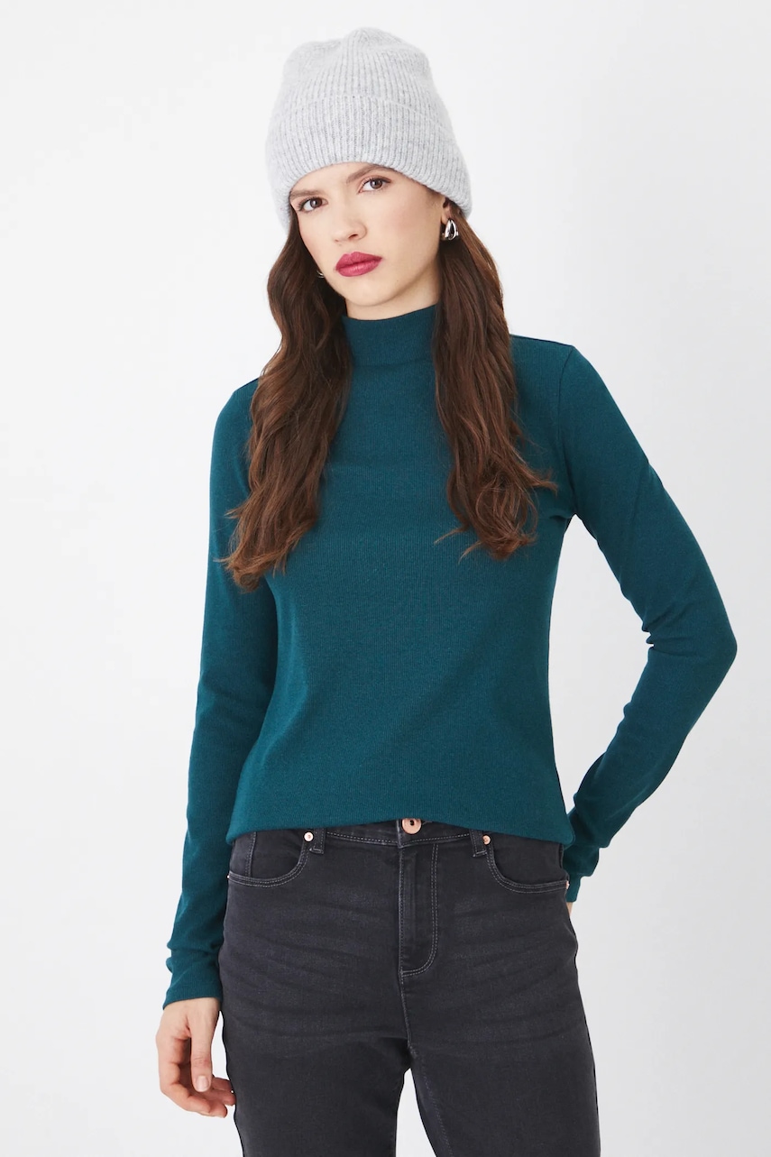 Medicine longsleeve femei, culoarea verde, cu turtleneck