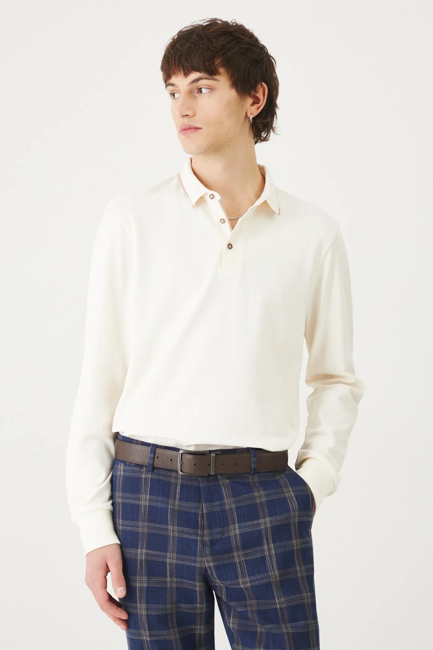 Medicine longsleeve barbati, culoarea bej, neted