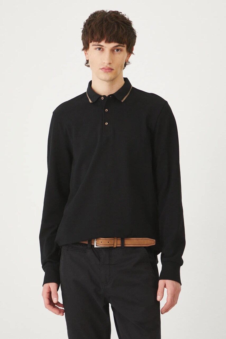 Medicine longsleeve barbati, culoarea negru, neted