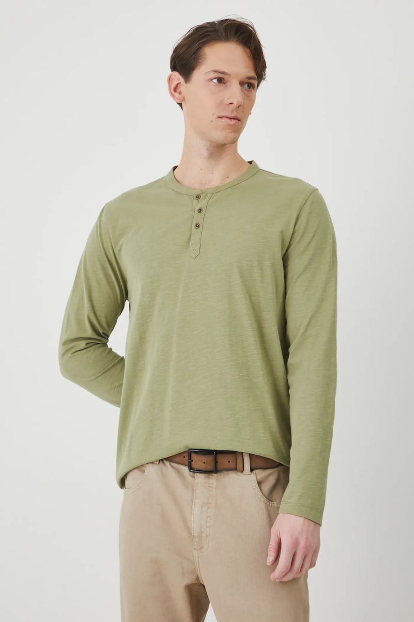 Medicine longsleeve din bumbac barbati, culoarea verde, neted Medicine longsleeve din bumbac barbati, culoarea verde, neted
