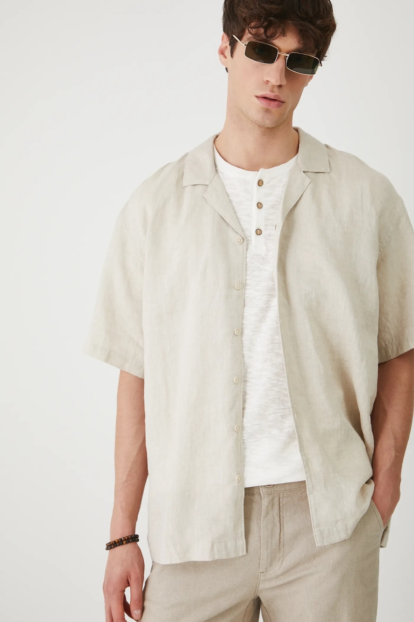Medicine camasa de in culoarea bej, relaxed