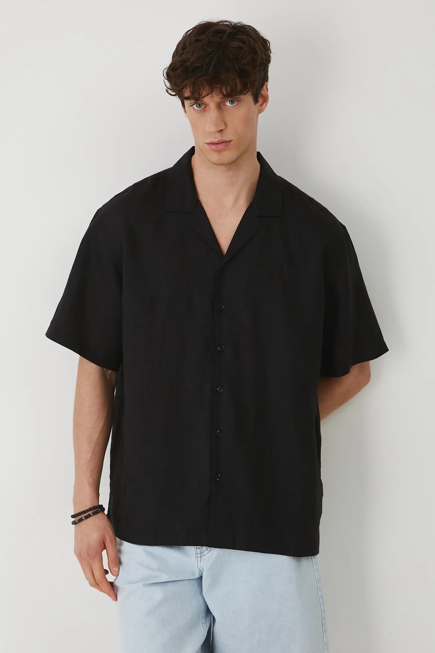 Льняная рубашка Medicine цвет чёрный relaxed