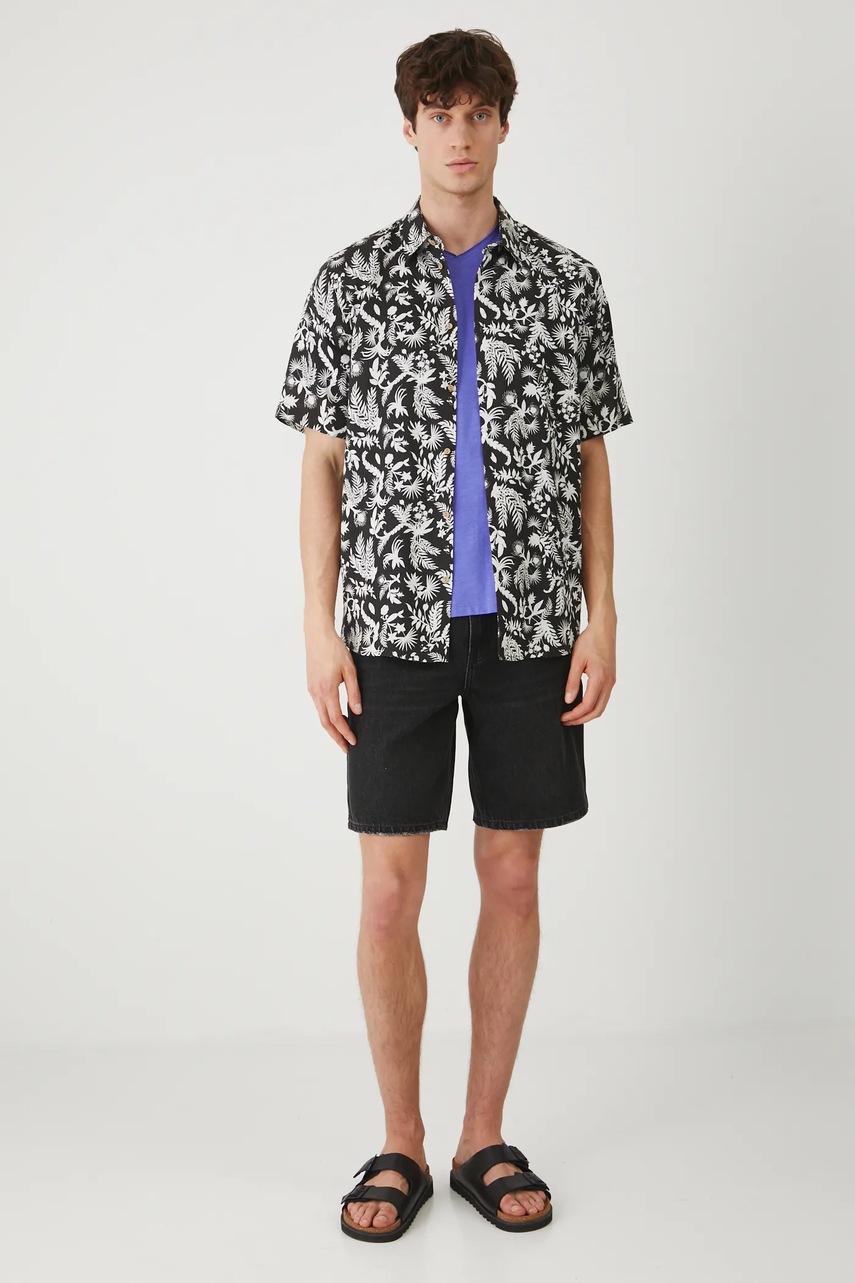 Рубашка с примесью льна Medicine цвет чёрный regular классический воротник