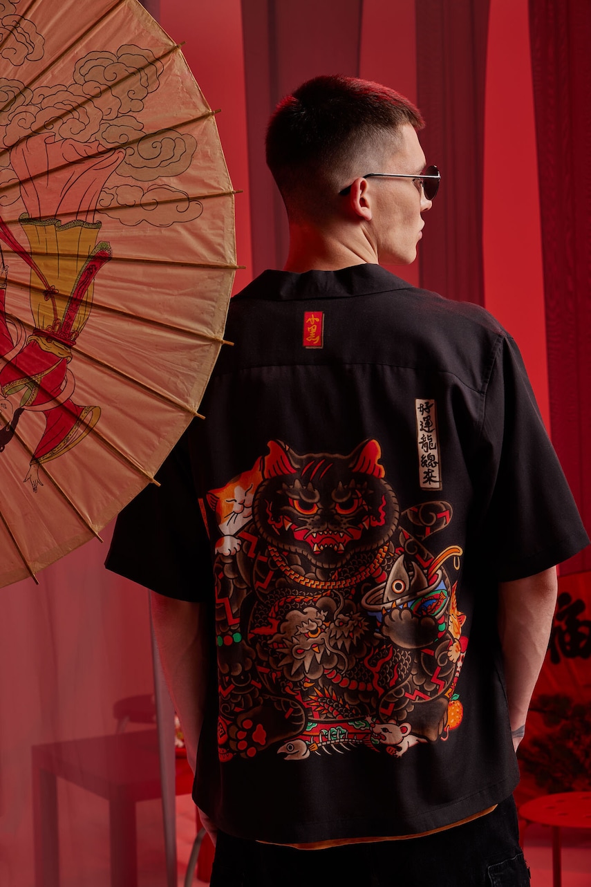 Medicine cămașă culoarea negru, relaxed