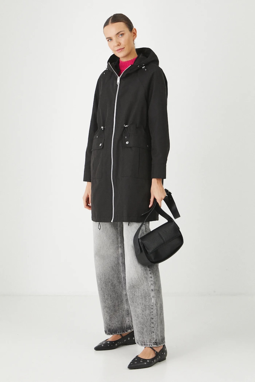 Medicine hanorac femei, culoarea negru, de tranzitie, oversize