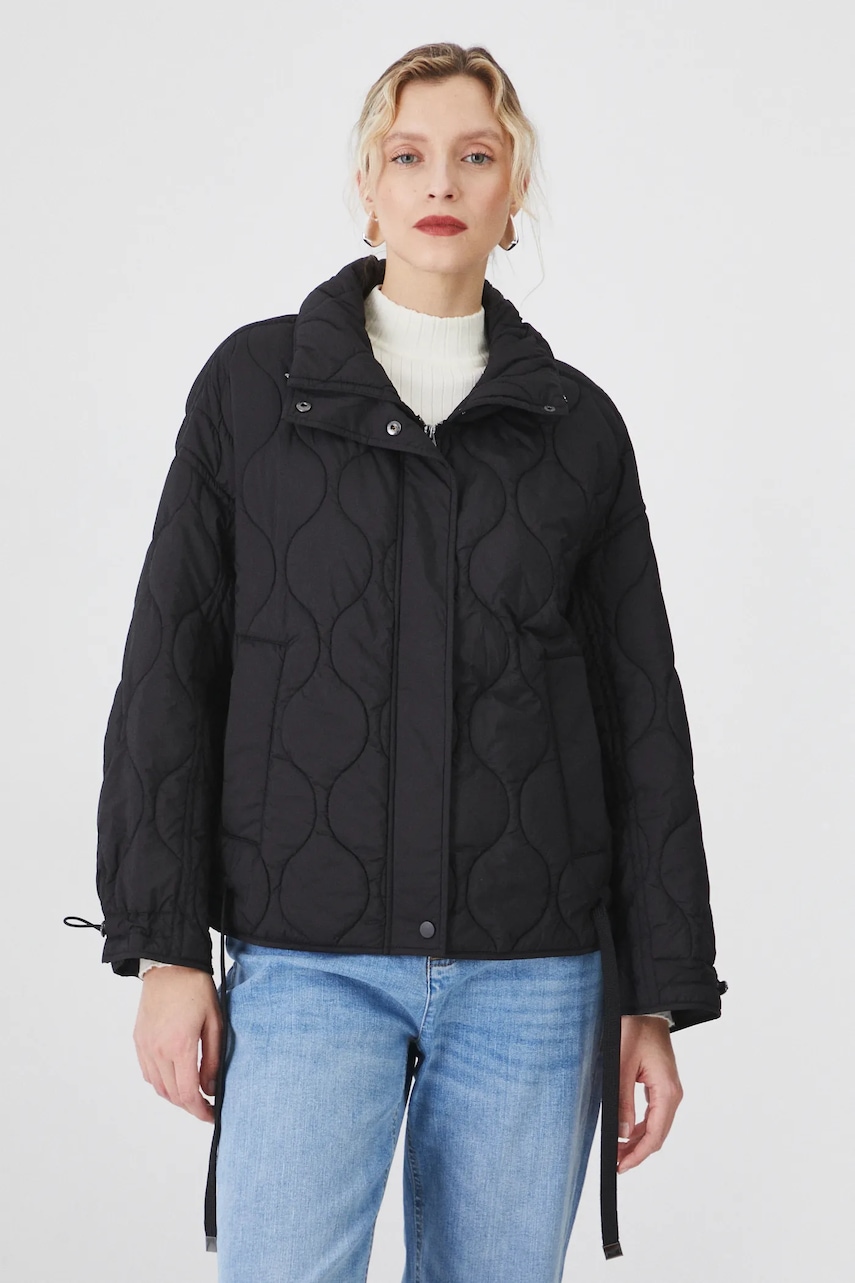 Medicine geaca femei, culoarea negru, de tranzitie, oversize