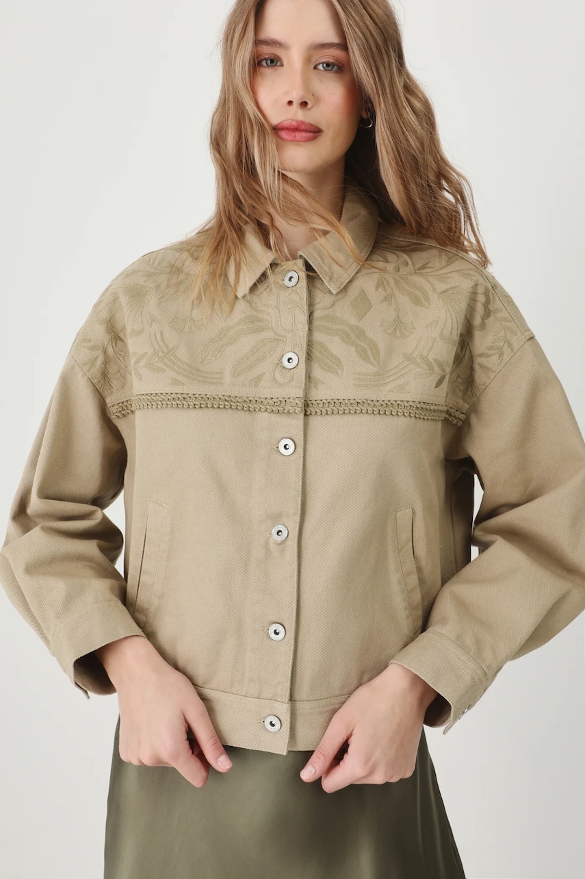 Medicine geaca de blugi din bumbac culoarea verde, de tranzitie, oversize