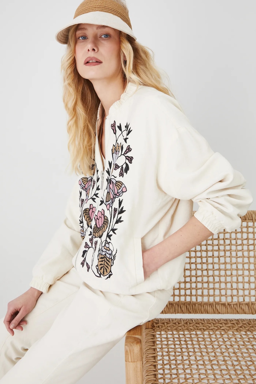 Medicine geaca bomber femei, culoarea bej, de tranzitie, oversize Medicine geaca bomber femei, culoarea bej, de tranzitie, oversize