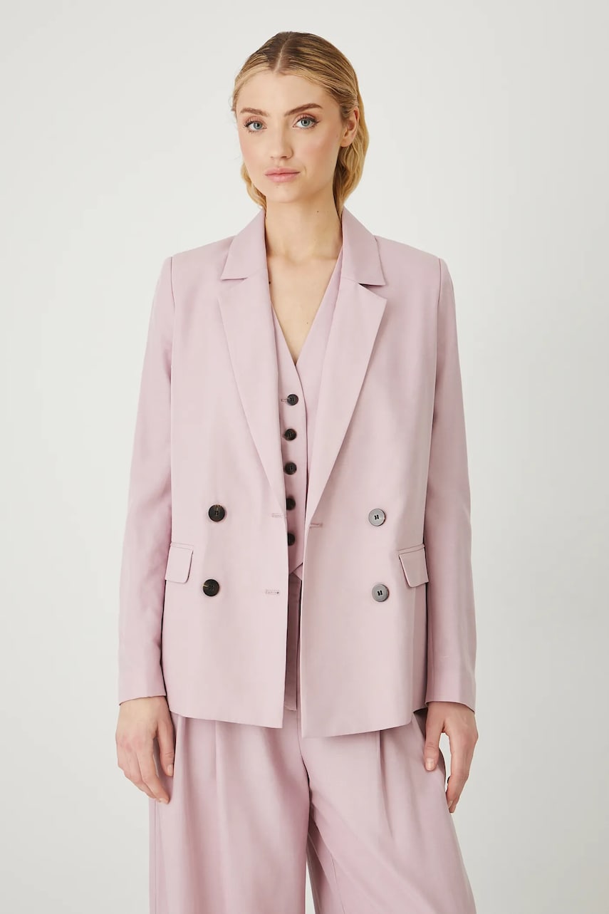 Medicine blazer din amestec de in culoarea roz, cu doua randuri de nasturi, neted Medicine blazer din amestec de in culoarea roz, cu doua randuri de nasturi, neted