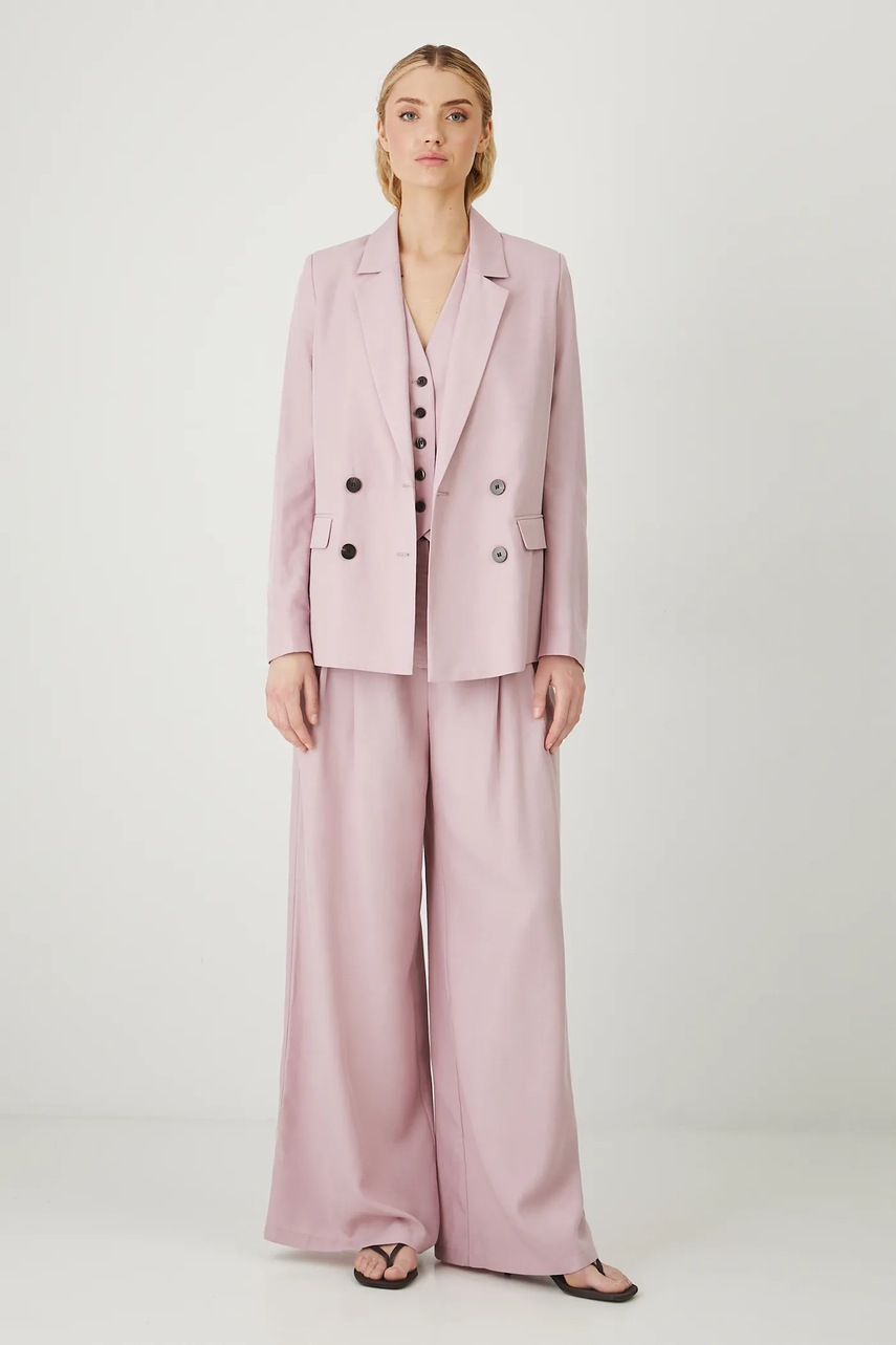 Пиджак с примесью льна Medicine цвет розовый двубортный однотонная