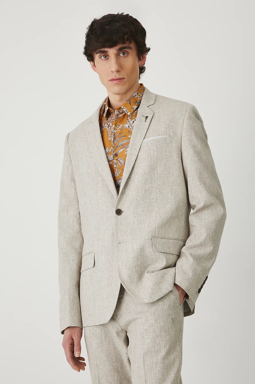 Medicine blazer din amestec de in barbati, culoarea maro Medicine blazer din amestec de in barbati, culoarea maro