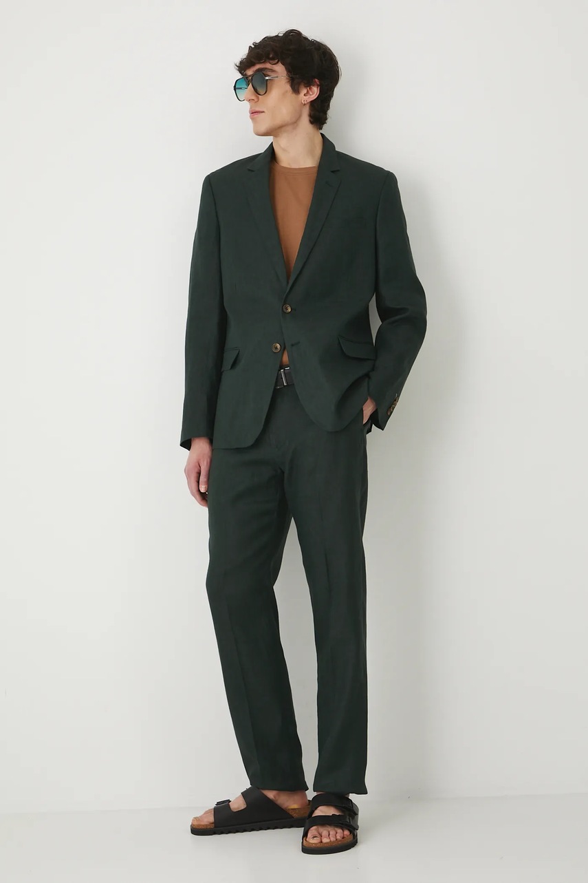 Льняной жакет цвет зелёный