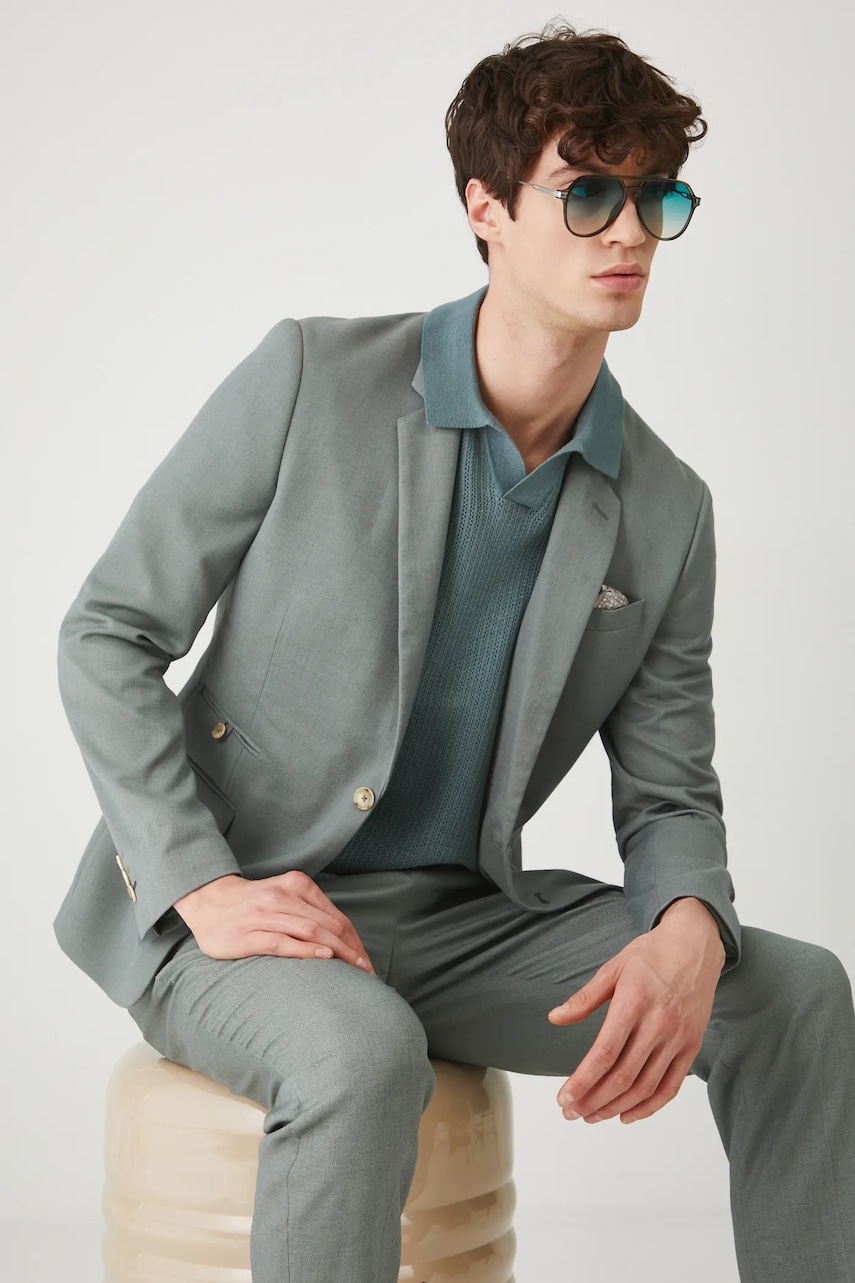 Medicine blazer din amestec de in culoarea verde