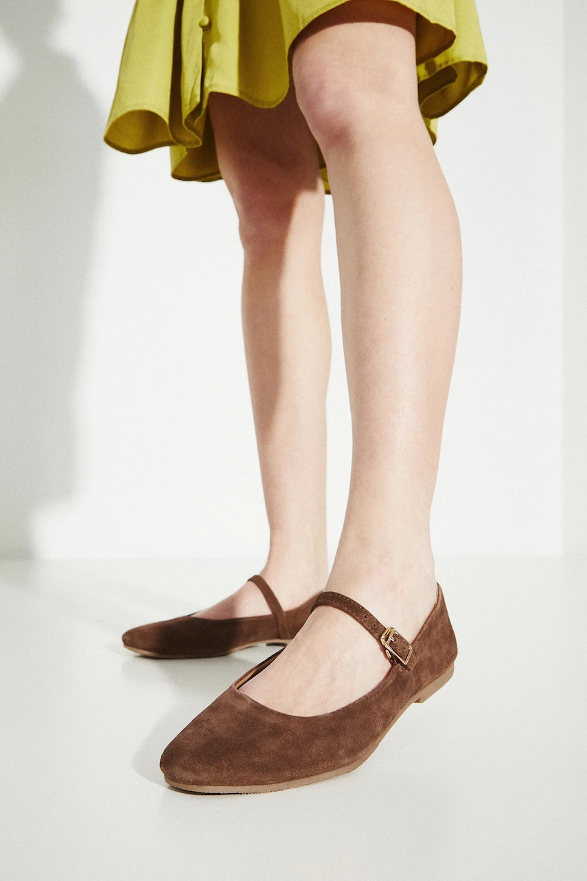 Medicine balerini din piele intoarsa culoarea maro