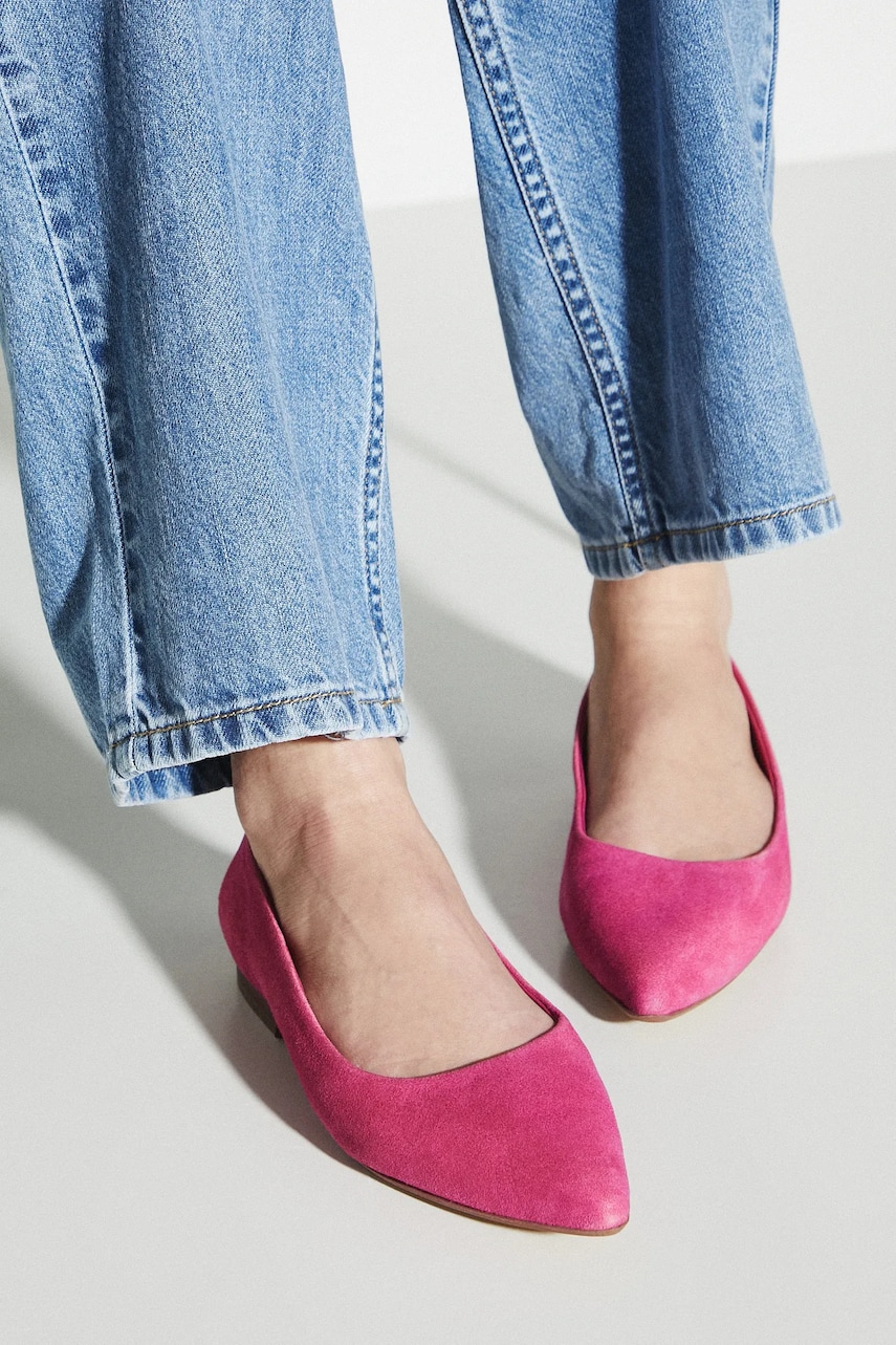 Medicine balerini din piele intoarsa culoarea roz