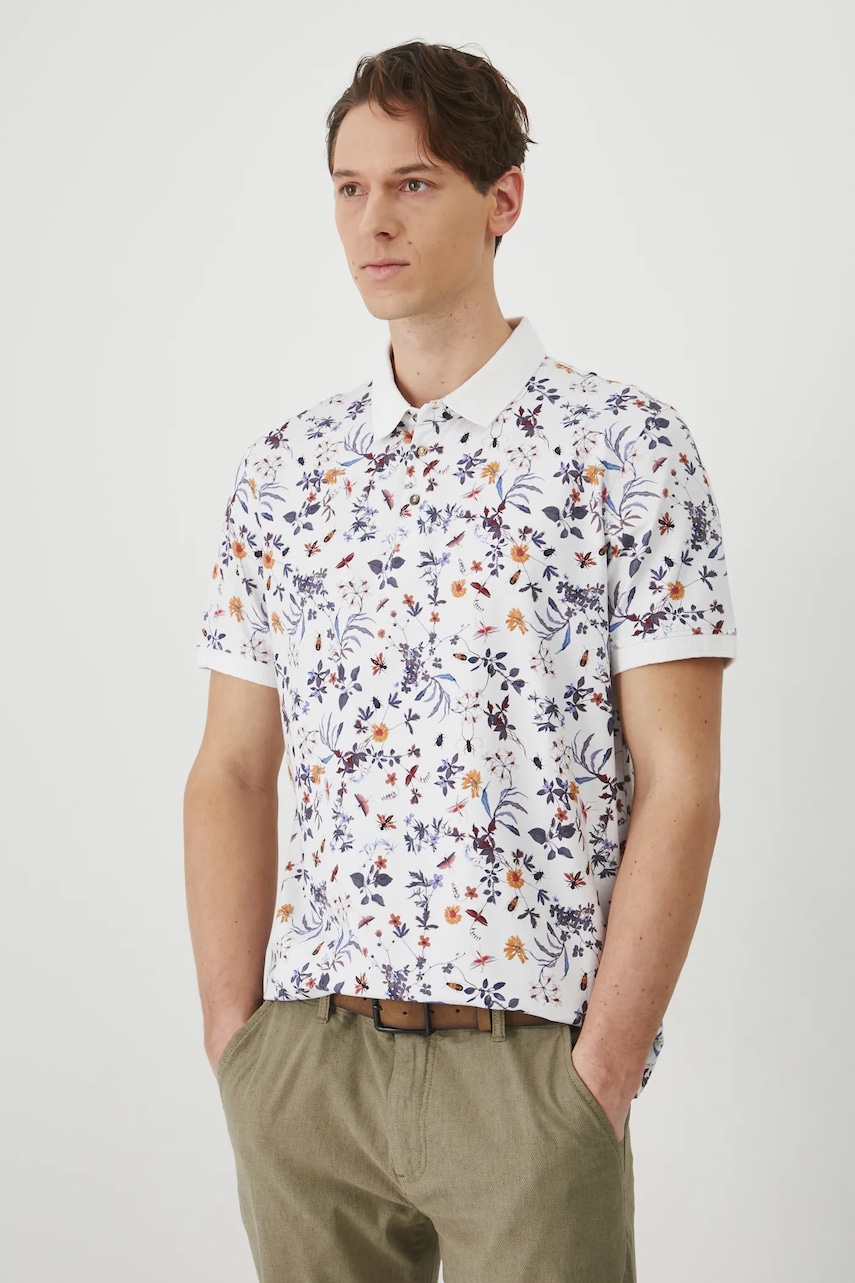 Medicine tricou polo barbati, culoarea alb, modelator