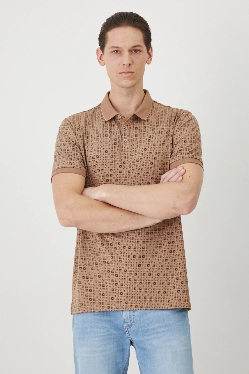 Medicine tricou polo barbati, culoarea bej