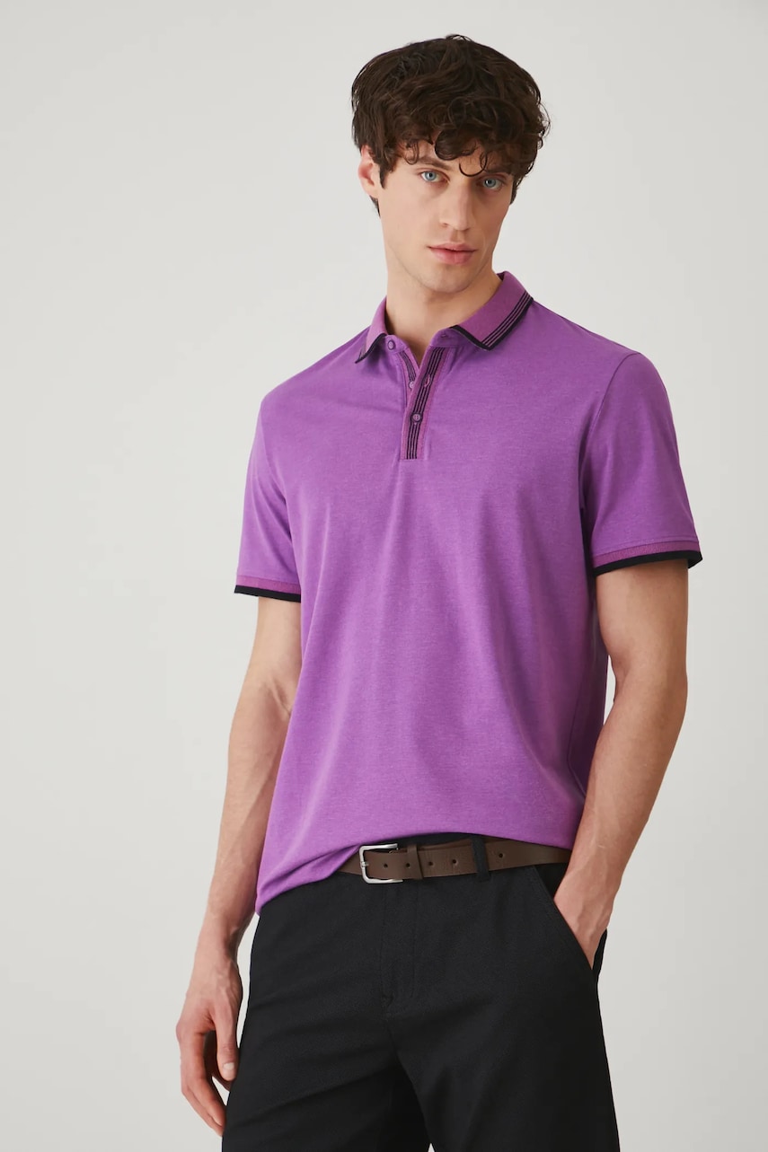 Medicine tricou polo barbati, culoarea violet, melanj