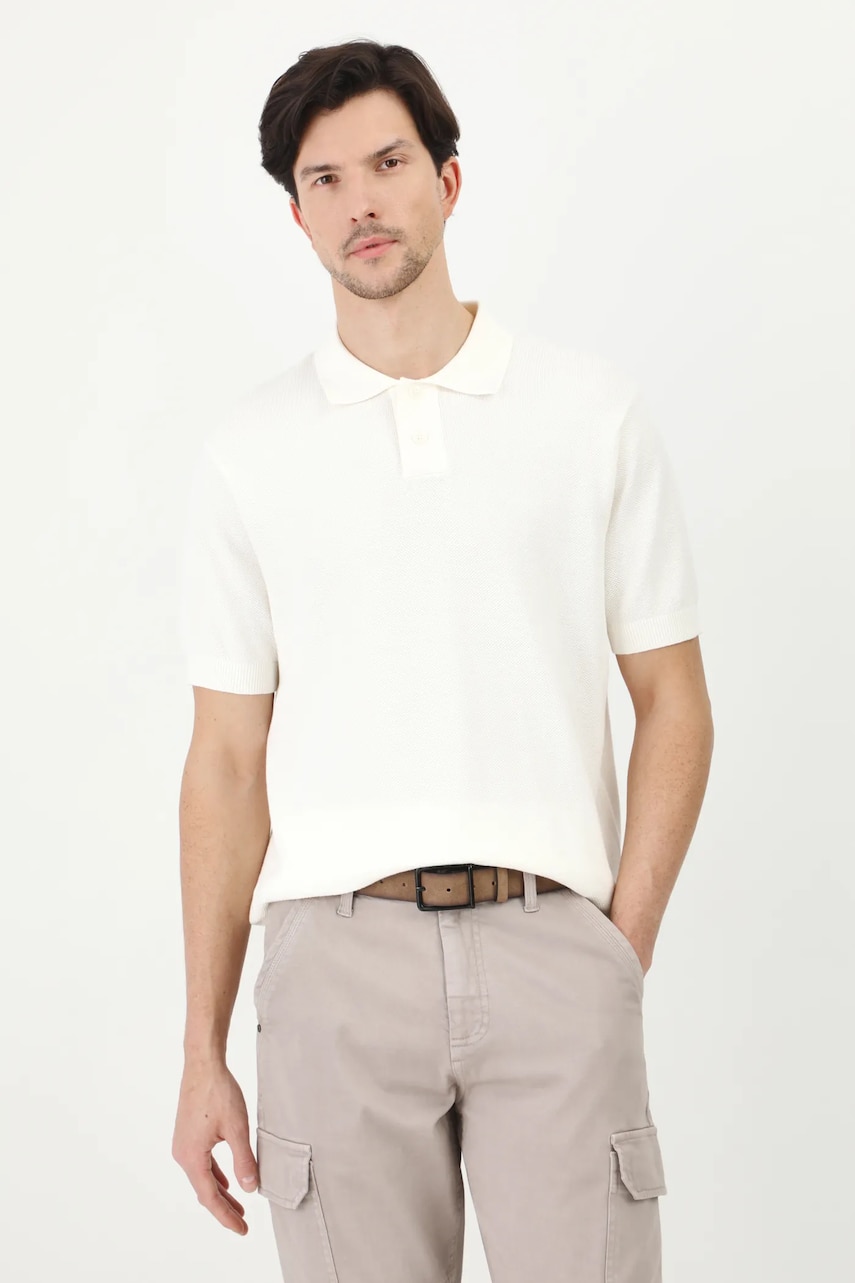 Medicine polo de bumbac barbati, culoarea bej, neted