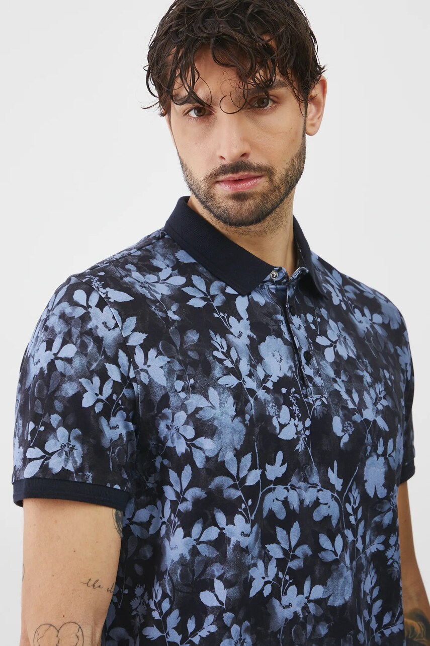 Medicine tricou polo barbati, culoarea albastru marin, modelator