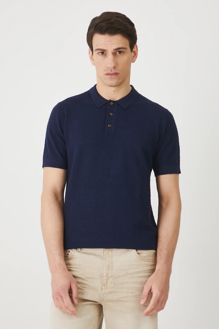 Medicine tricou polo din in barbati, culoarea albastru marin, melanj Medicine tricou polo din in barbati, culoarea albastru marin, melanj