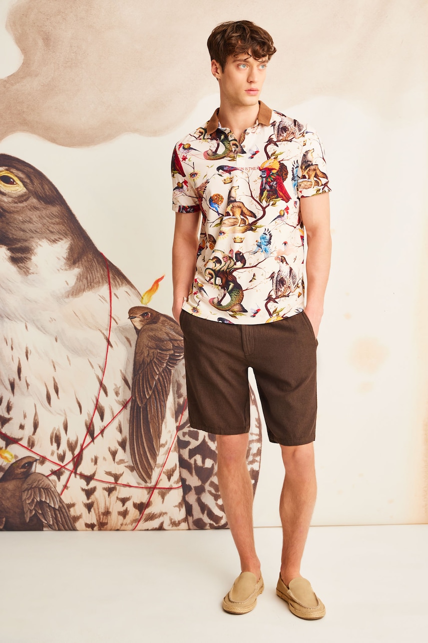 Medicine tricou polo culoarea bej, modelator