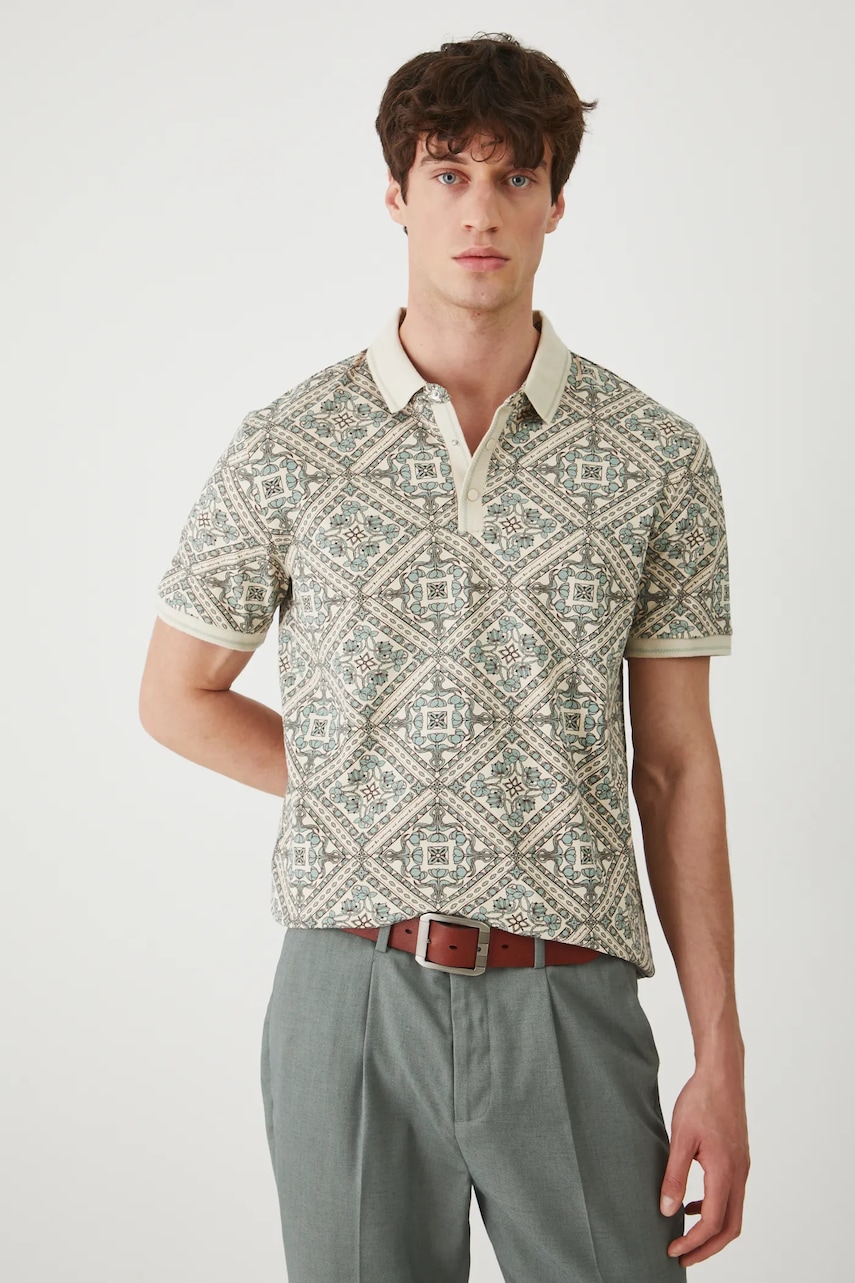 Medicine polo de bumbac culoarea bej, modelator