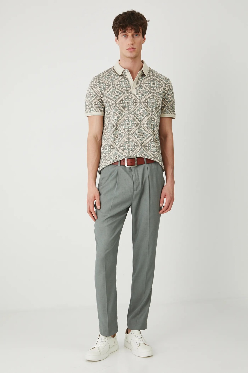 Хлопковое поло Medicine цвет бежевый узор